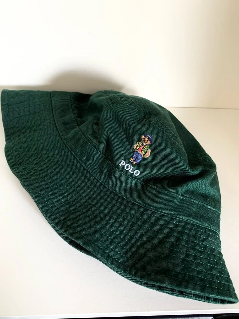 100% cotton Ralph Lauren Polo bear embroidered Green Bucket Hat
